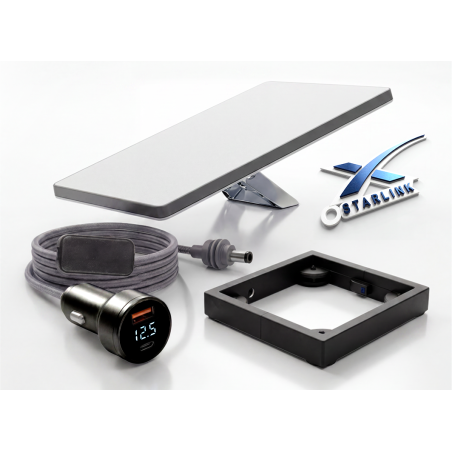 Pack Starlink Mini Mobilité - Kit Mini Type 4 avec support 3D et câble allume-cigare 30V