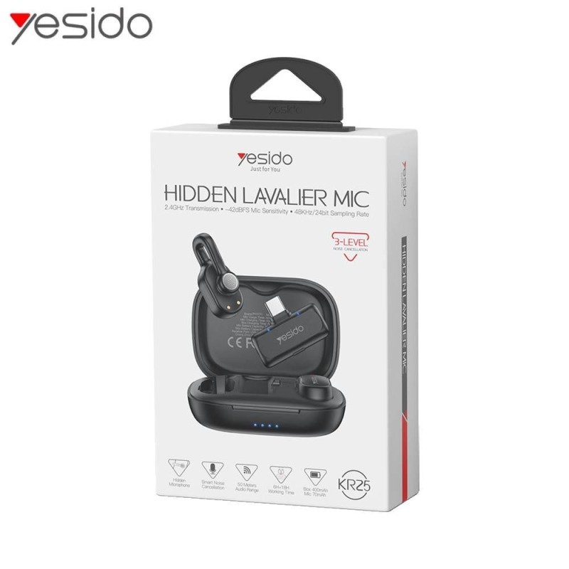 Microphone Cravate Sans Fil Yesido KR25 | USB-C / Lightning | Neuf