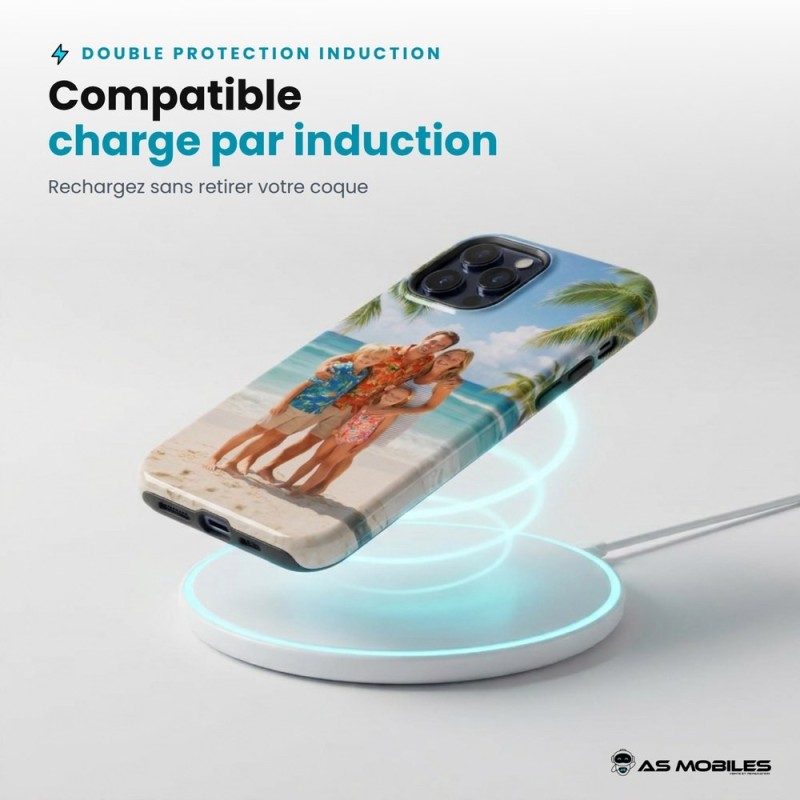 Coque personnalisée double protection induction iPhone 17 Pro – compatible charge par induction