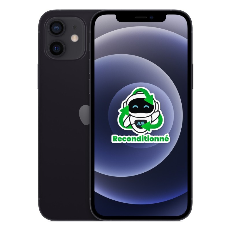 iPhone 12 reconditionné Noir – dos et face