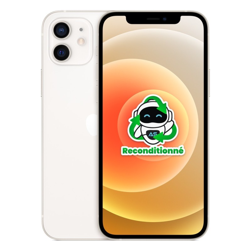 iPhone 12 reconditionné Blanc – dos et face