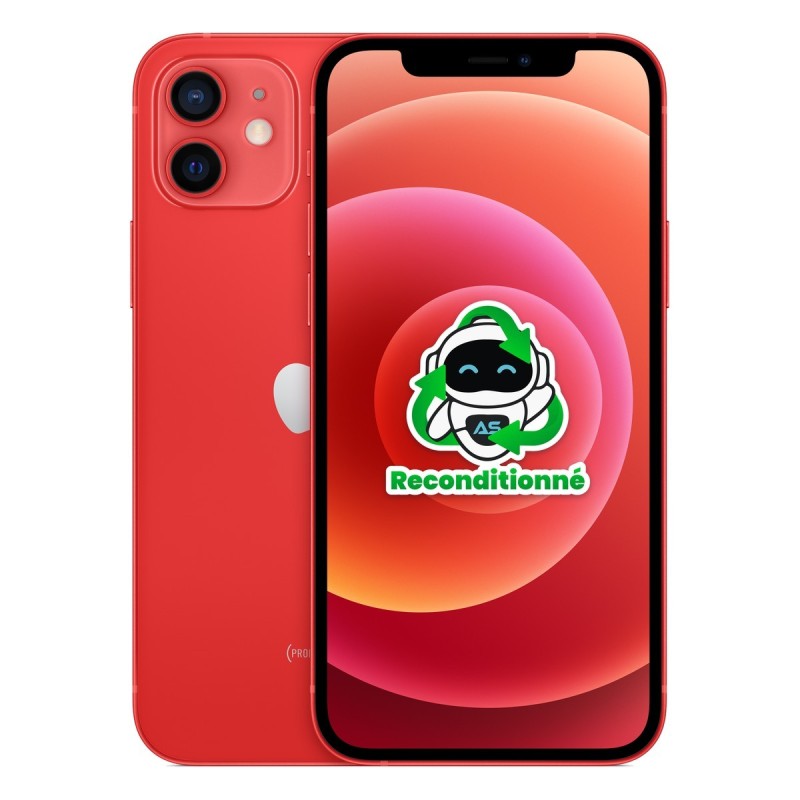 iPhone 12 reconditionné Rouge – dos et face