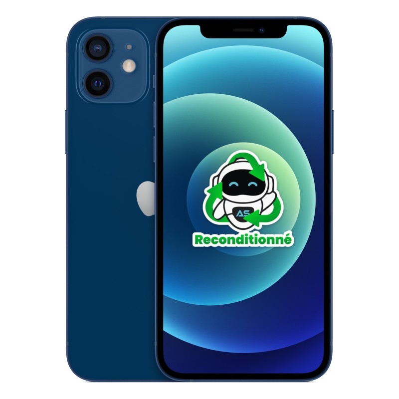 iPhone 12 reconditionné Bleu – dos et face