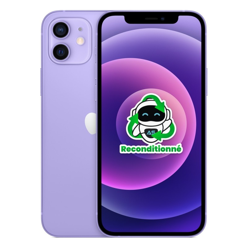iPhone 12 reconditionné Mauve – dos et face
