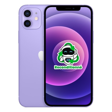 iPhone 12 reconditionné Mauve – dos et face