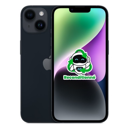 iPhone 14 reconditionné Minuit – dos et face