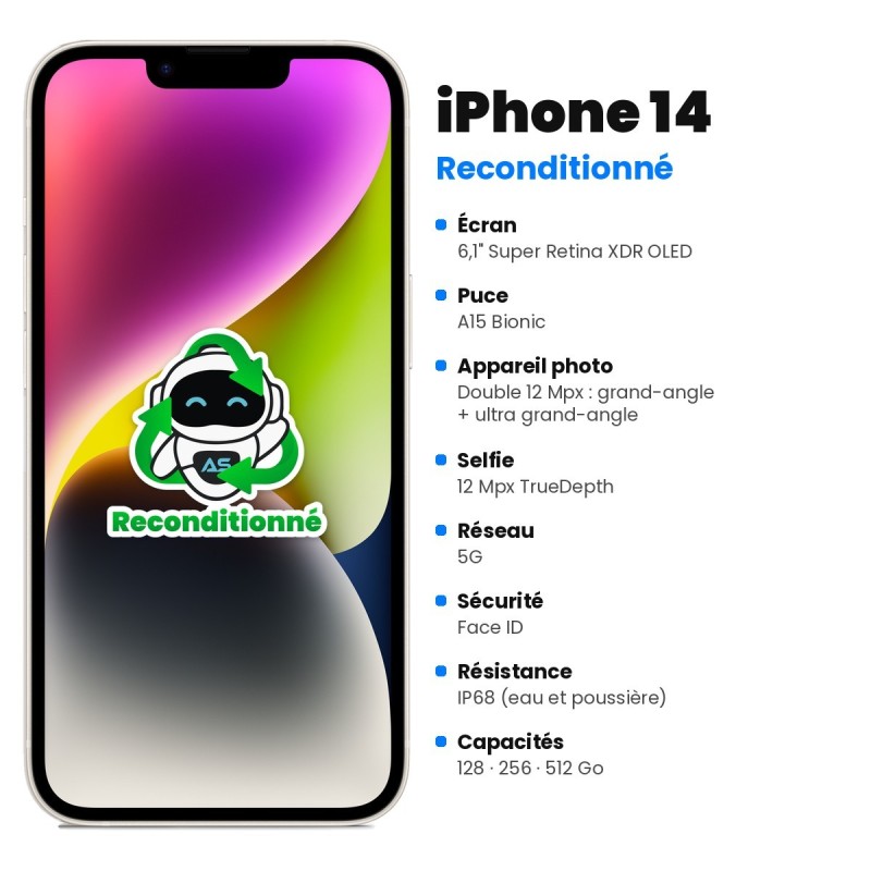 iPhone 14 reconditionné – caractéristiques