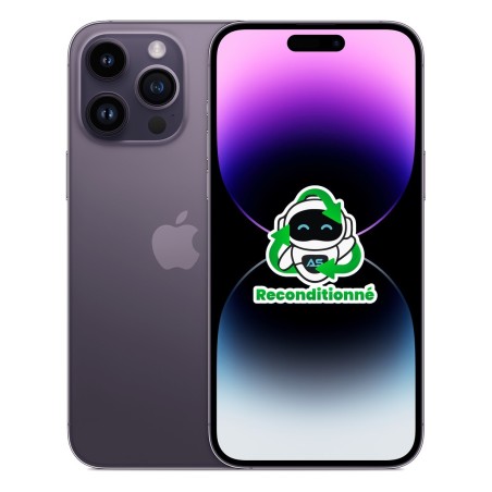iPhone 14 Pro Max reconditionné Violet intense – dos et face