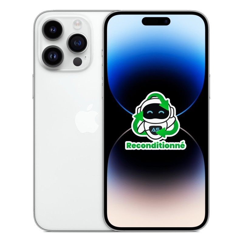 iPhone 14 Pro Max reconditionné Argent – dos et face
