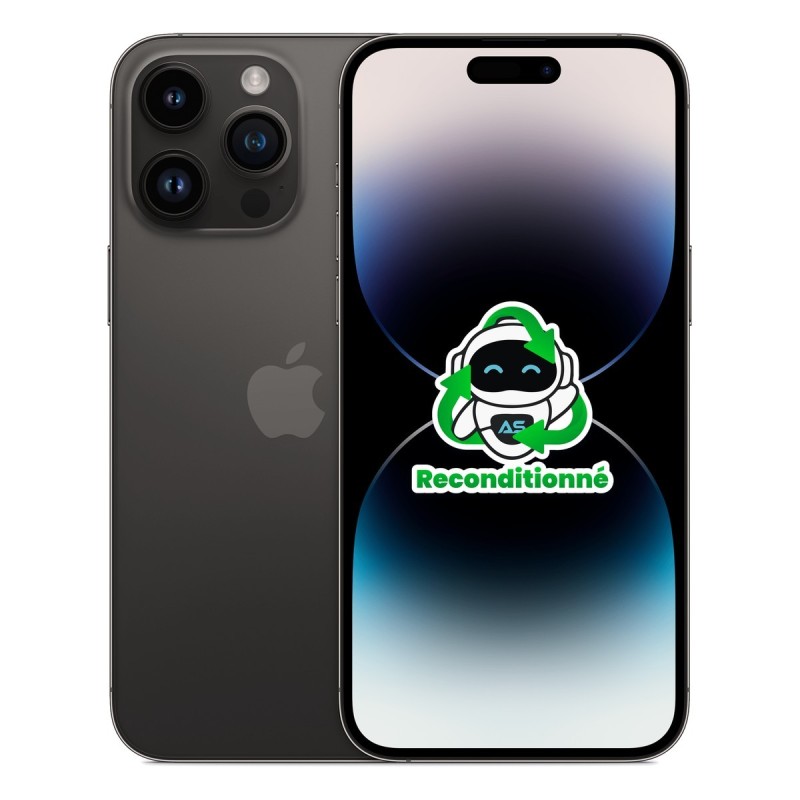iPhone 14 Pro Max reconditionné Noir sidéral – dos et face