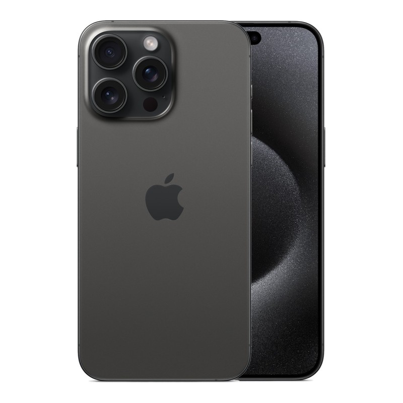 iPhone 15 Pro Max reconditionné Titane noir – dos et face
