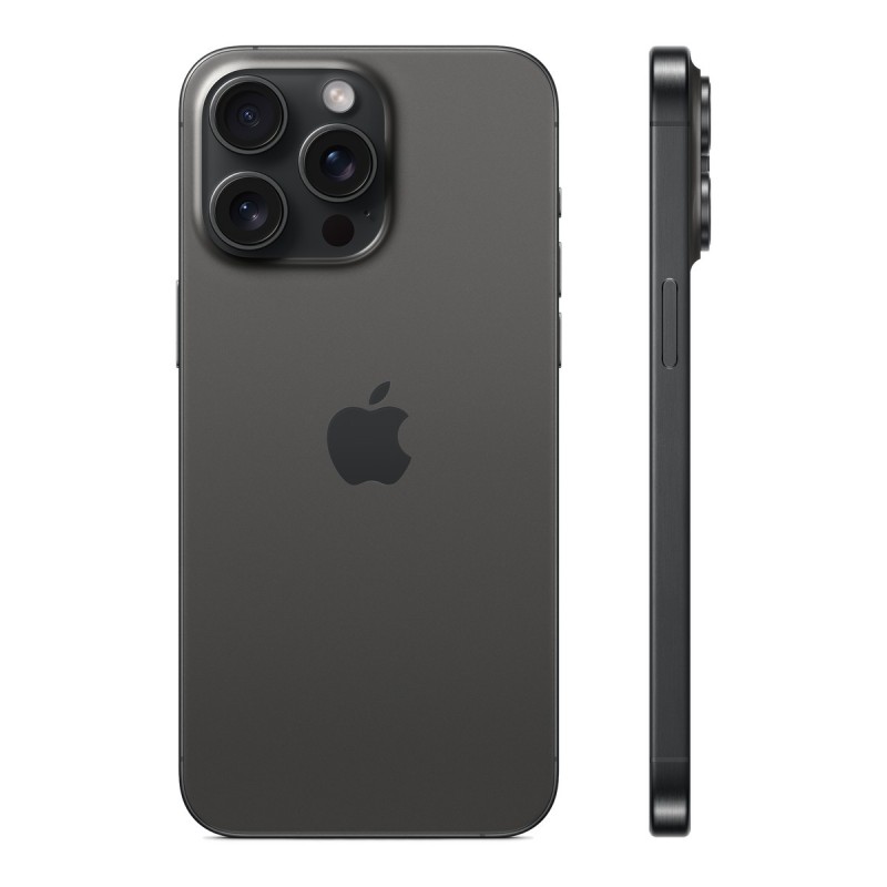iPhone 15 Pro Max reconditionné Titane noir – dos de profil