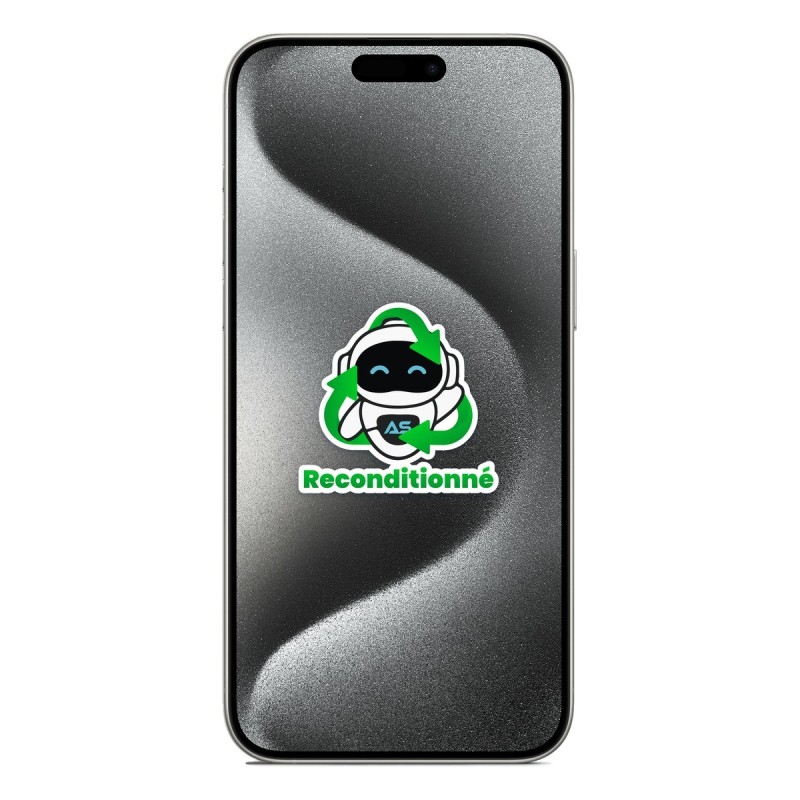 iPhone 15 Pro Max reconditionné Titane blanc – face