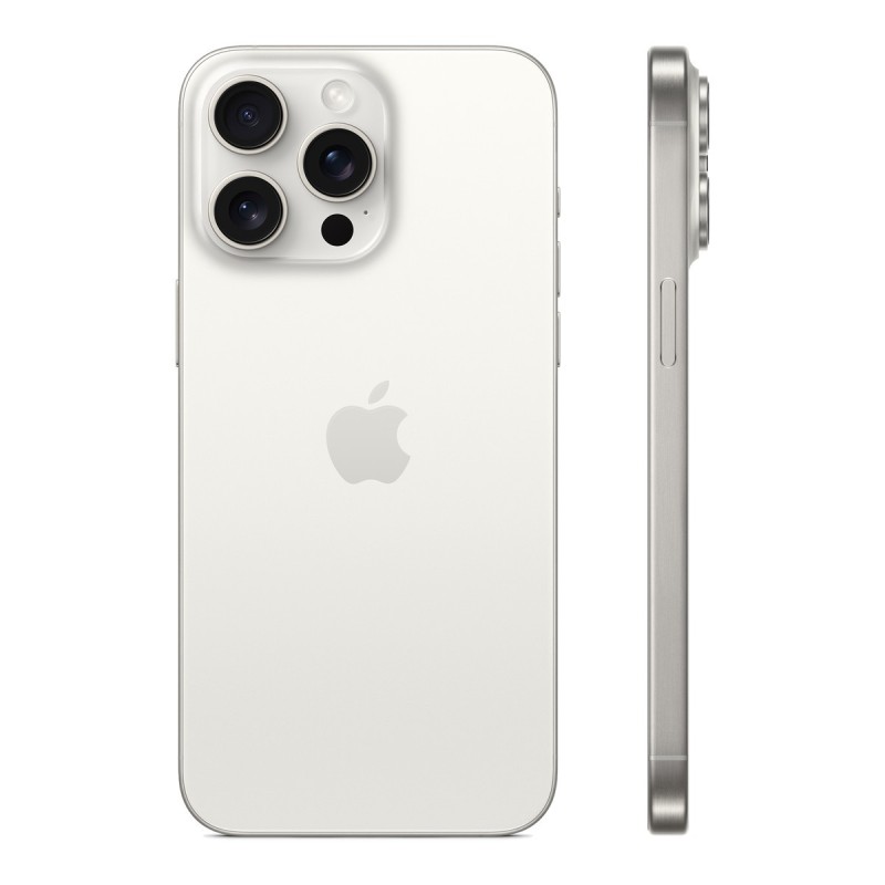 iPhone 15 Pro Max reconditionné Titane blanc – dos de profil