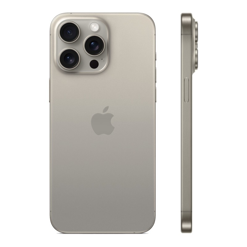 iPhone 15 Pro Max reconditionné Titane naturel – dos de profil