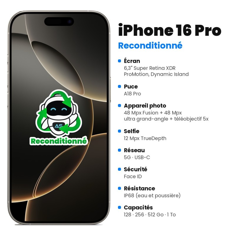 iPhone 16 Pro reconditionné – caractéristiques
