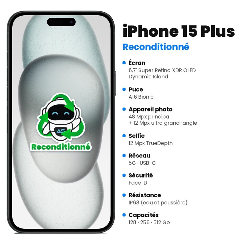 iPhone 15 Plus reconditionné – caractéristiques