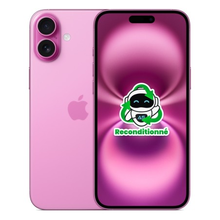 iPhone 16 Plus reconditionné Rose – dos et face
