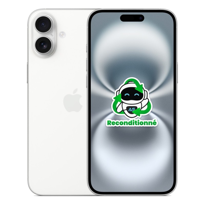 iPhone 16 Plus reconditionné Blanc – dos et face