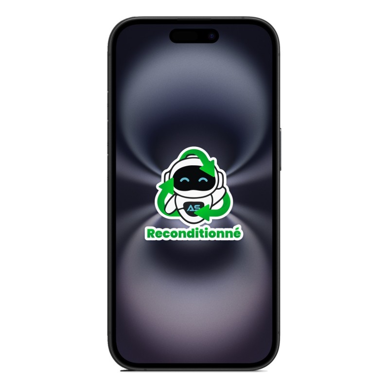 iPhone 16 reconditionné Noir – face