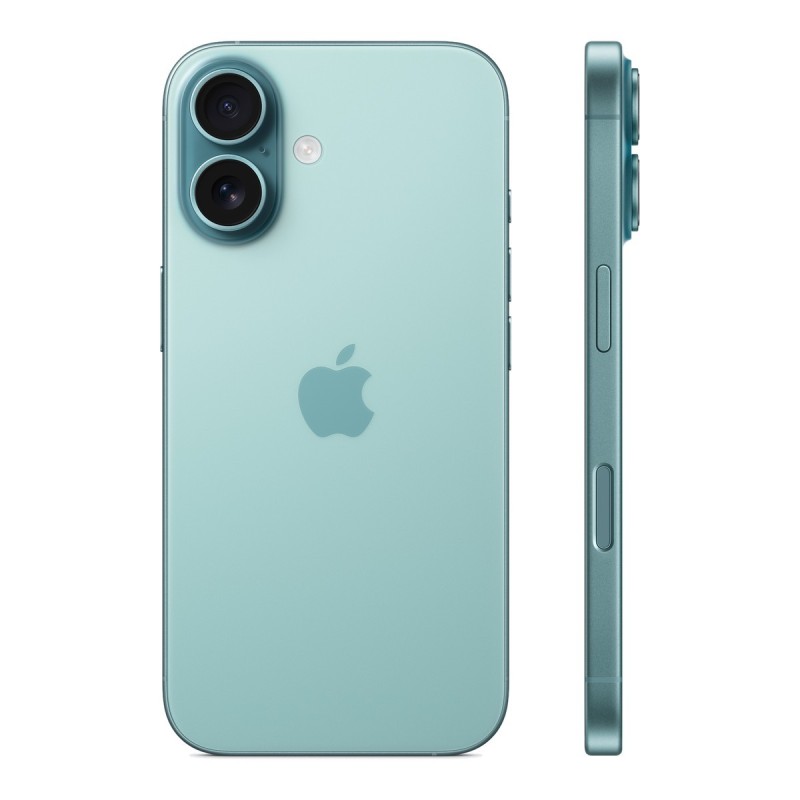 iPhone 16 reconditionné Sarcelle – dos et profil