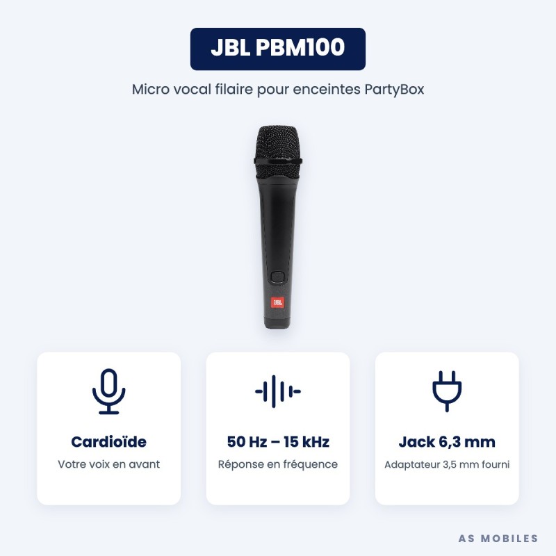 JBL PBM100 | Microphone filaire karaoké | Guyane