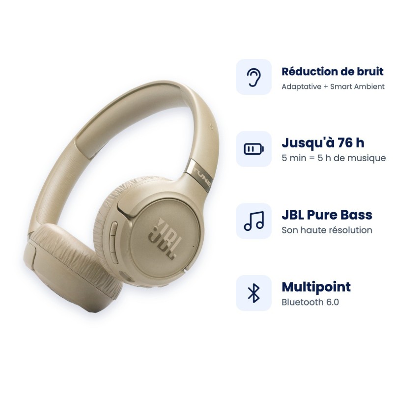 JBL Tune 680NC | Casque Bluetooth réduction de bruit | Guyane