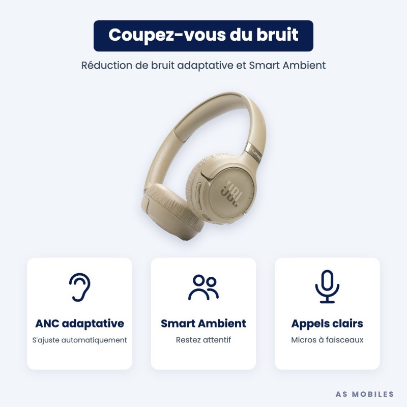 JBL Tune 680NC | Casque Bluetooth réduction de bruit | Guyane