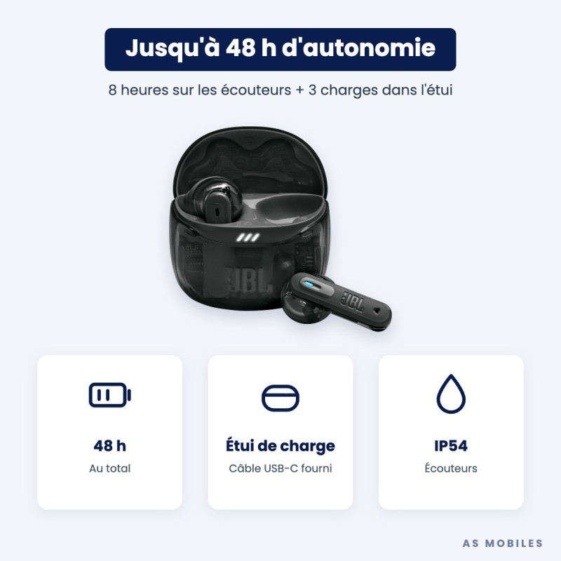 JBL Tune Flex 2 Ghost | Écouteurs sans fil ANC | Guyane