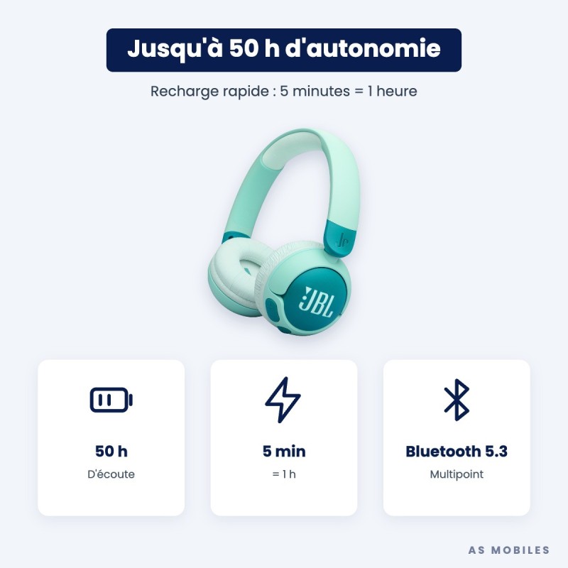 JBL Junior 320BT | Casque Bluetooth pour enfant | Guyane