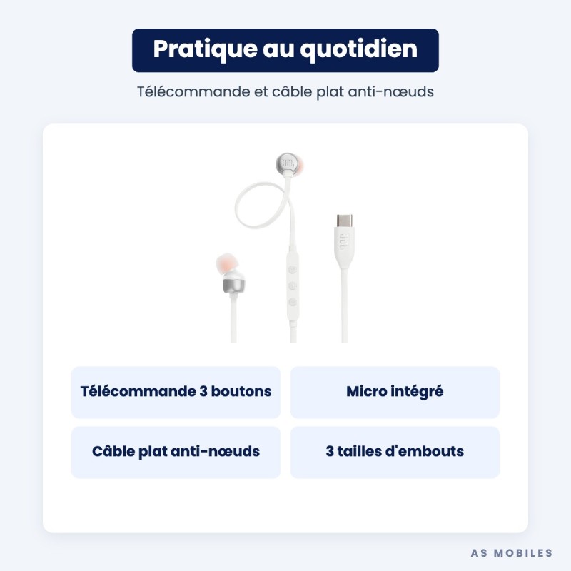 JBL Tune 310C USB-C | Écouteurs filaires Hi-Res | Guyane