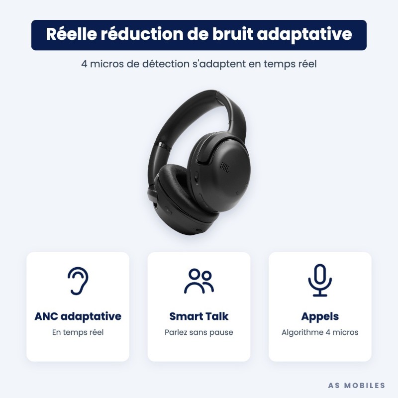 JBL Tour One M2 | Casque réduction de bruit adaptative | Guyane