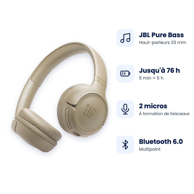 JBL Tune 530BT | Casque Bluetooth 76 h d'autonomie | Guyane