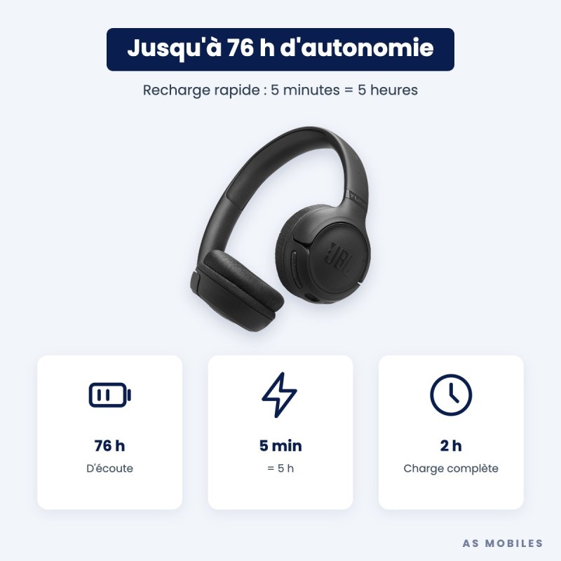 JBL Tune 530BT | Casque Bluetooth 76 h d'autonomie | Guyane