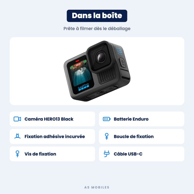 GoPro HERO13 Black – contenu de la boîte