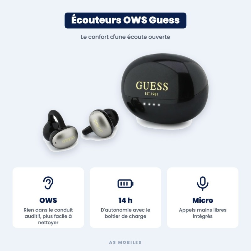 Écouteurs Guess OWS Classic Logo | AS Mobiles Guyane