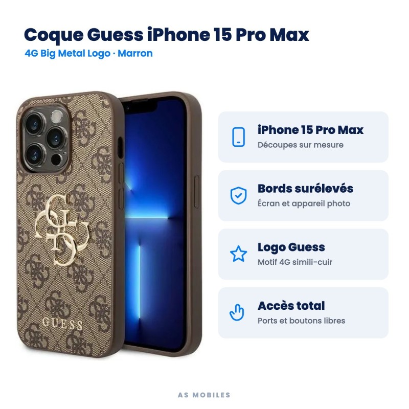 Coque Guess iPhone 15 Pro Max 4G Marron | AS Mobiles