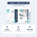 Chargeur secteur 2,4 A + câble micro-USB | AS Mobiles
