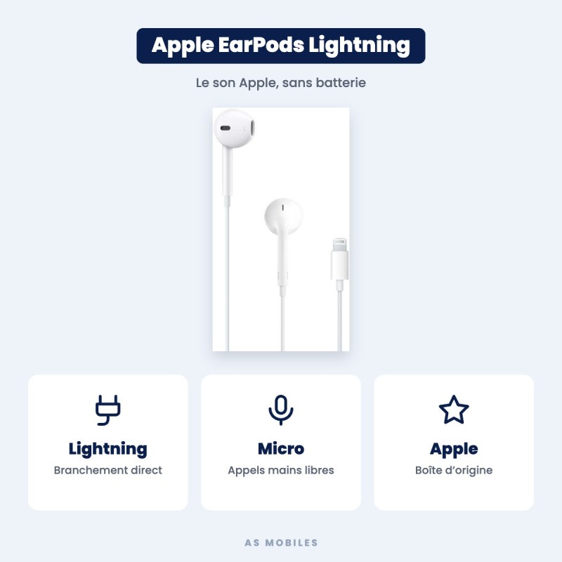 Apple EarPods Lightning d’origine | AS Mobiles Guyane