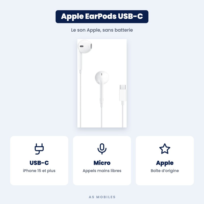 Apple EarPods USB-C d’origine | AS Mobiles Guyane