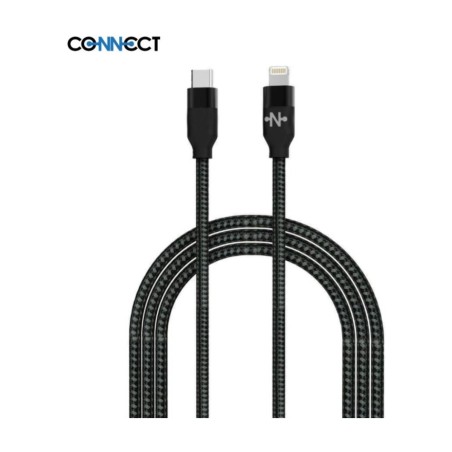 Câble CONNECT USB-C vers Lightning tressé 20 W 1 m | AS Mobiles