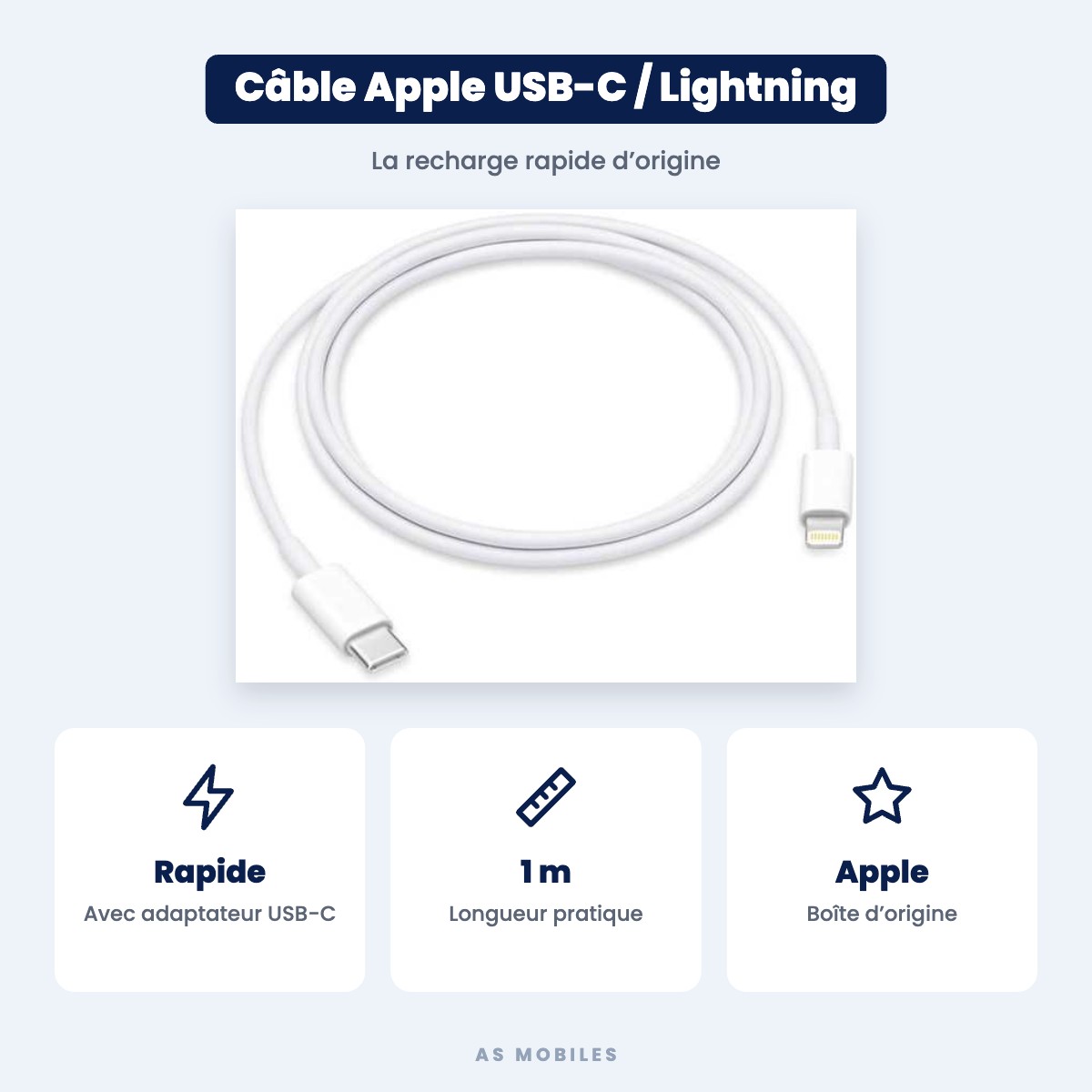 Câble Apple USB-C vers Lightning – 1 m (d’origine)