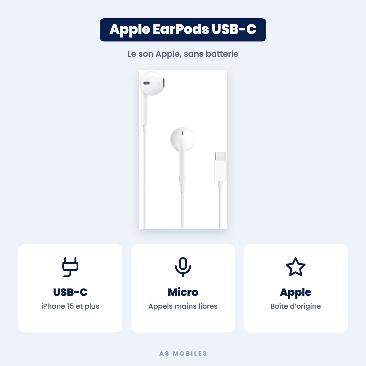 Écouteurs Apple EarPods avec connecteur USB-C (d’origine)