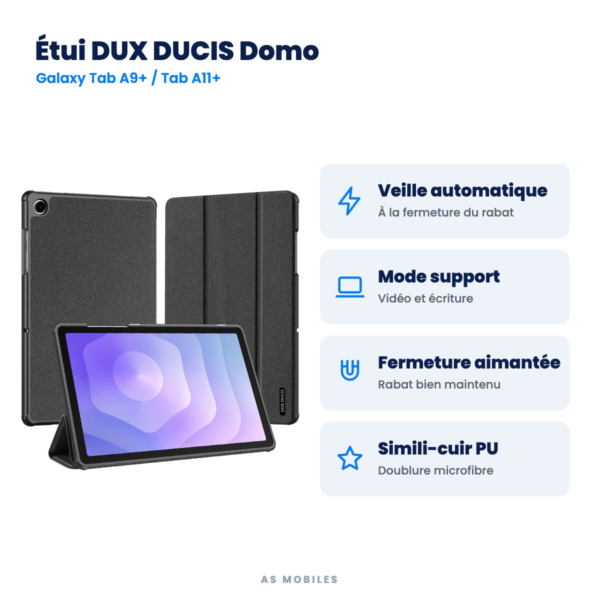 Étui DUX DUCIS Domo pour Samsung Galaxy Tab A9+ / Tab A11+ avec veille automatique