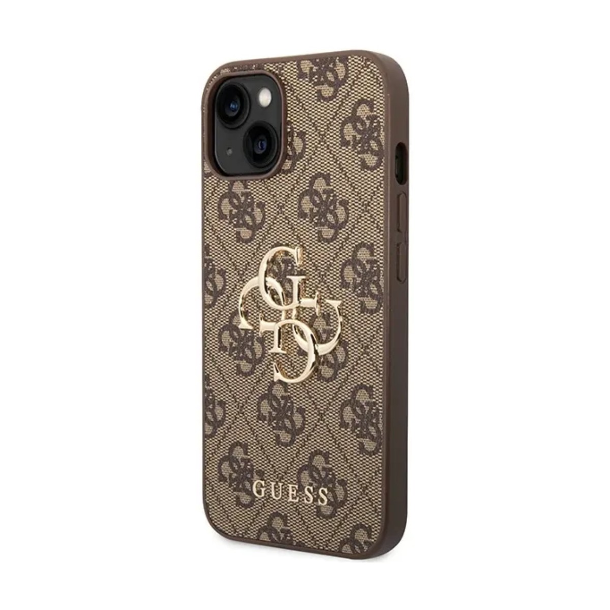 Coque Guess marron motif 4G pour iPhone 15