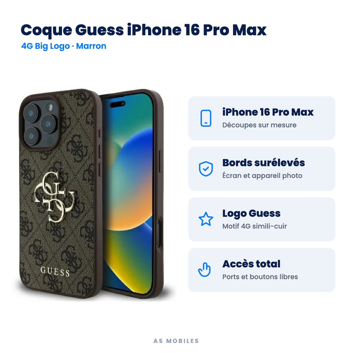 Coque Guess iPhone 16 Pro Max 4G Big Logo marron