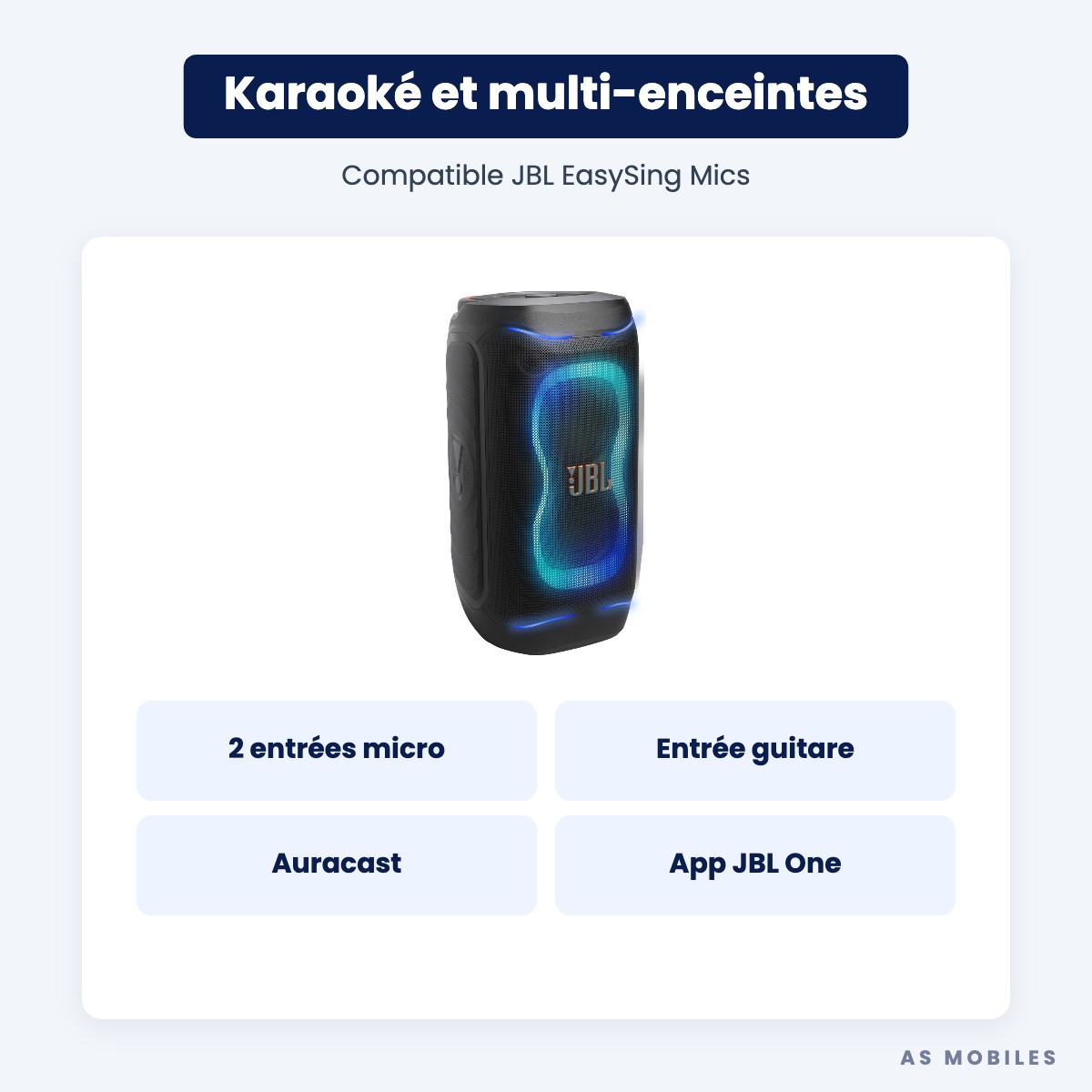 JBL PartyBox 130 karaoké et Auracast