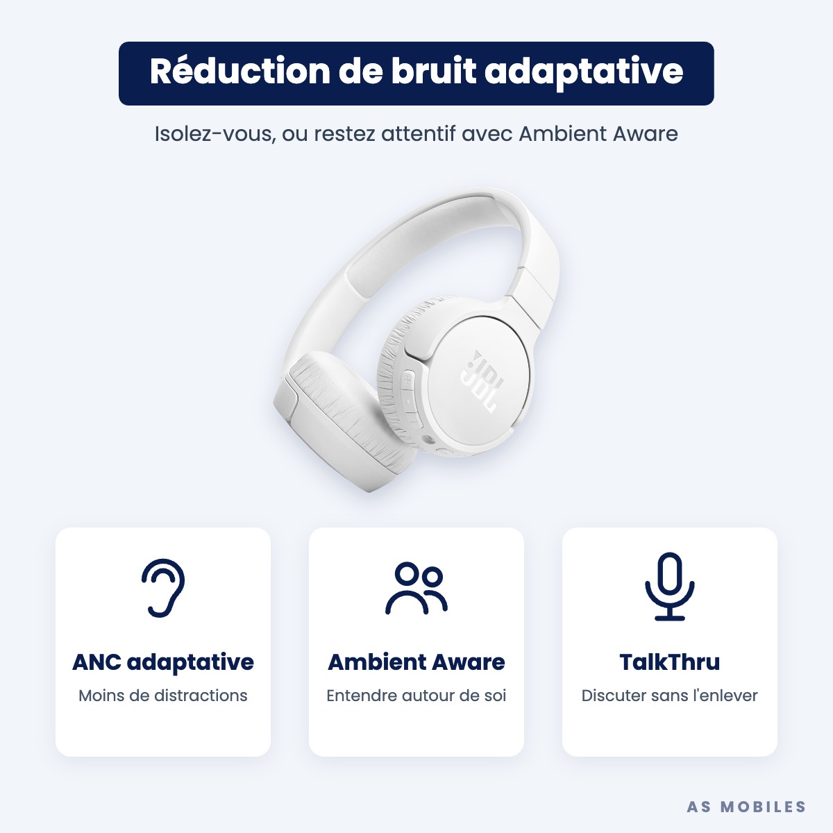 JBL Tune 670NC réduction de bruit adaptative