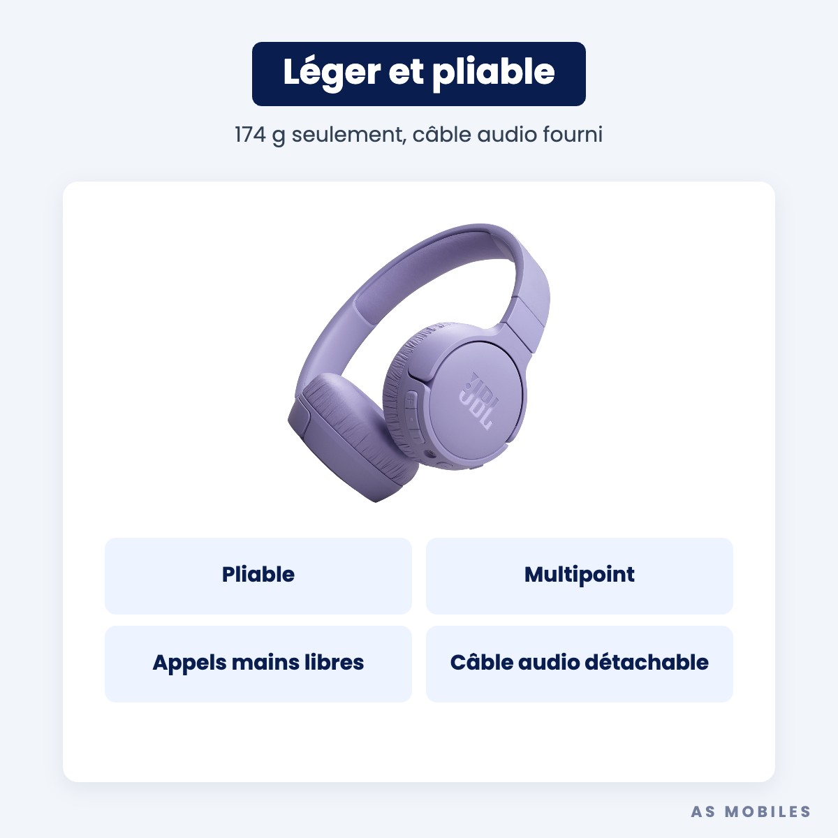 JBL Tune 670NC léger et pliable