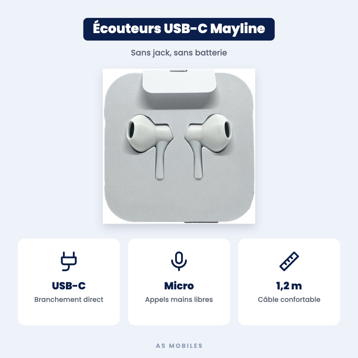 Écouteurs filaires USB-C avec micro – Mayline